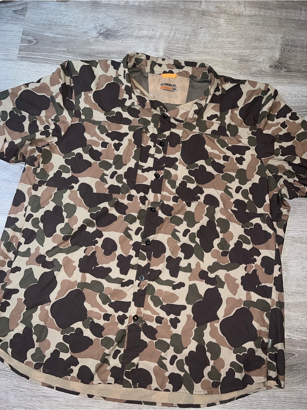 Magellan Outdoors Men’s Brown Camo Button-Up Shirt